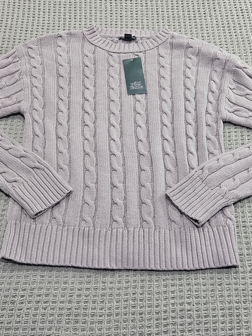 Cable Knit Crewneck Sweater - Light Lavender, Wild Fable